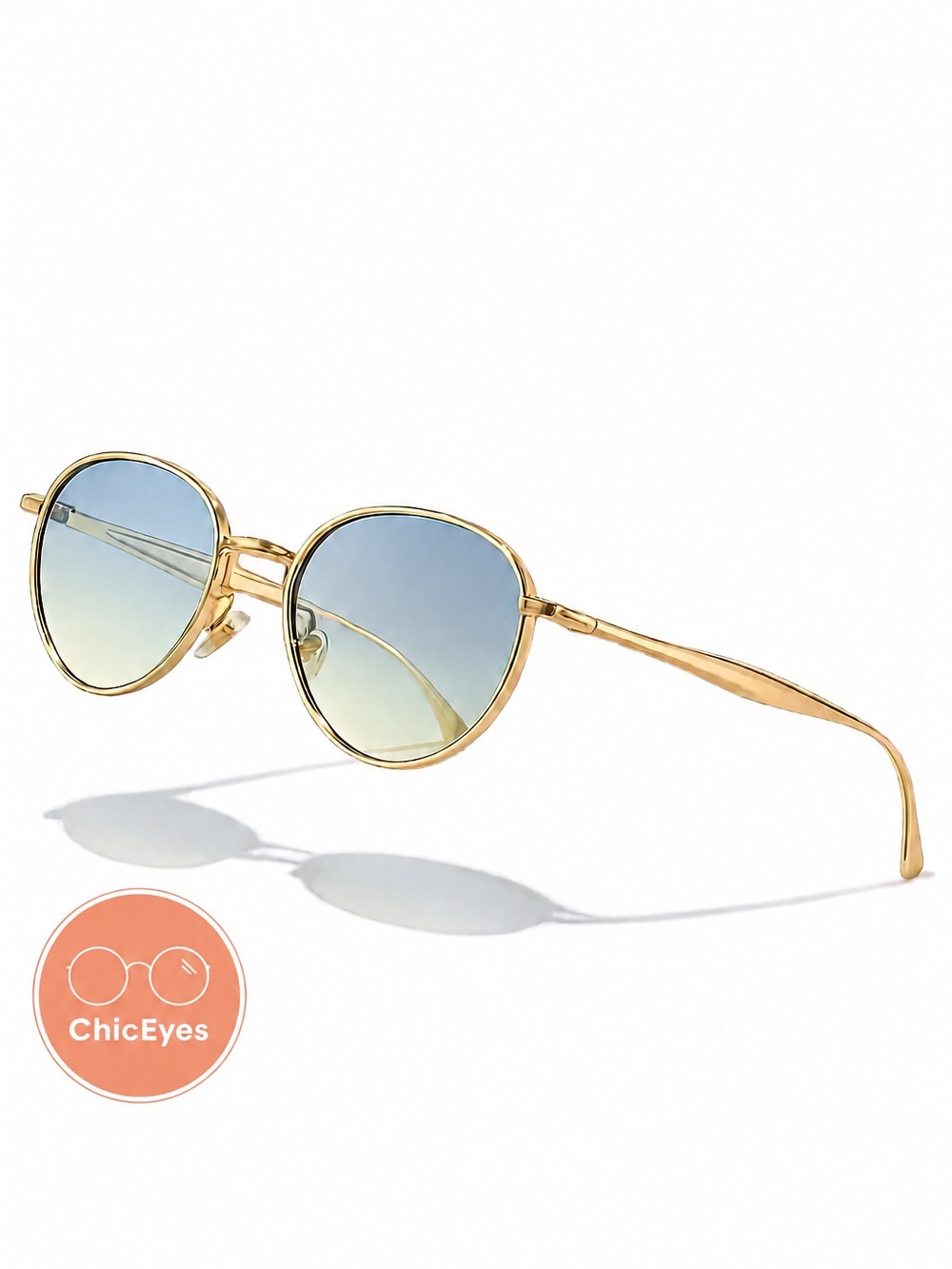 Gold Frame Blue Gradient Lens Sunglasses